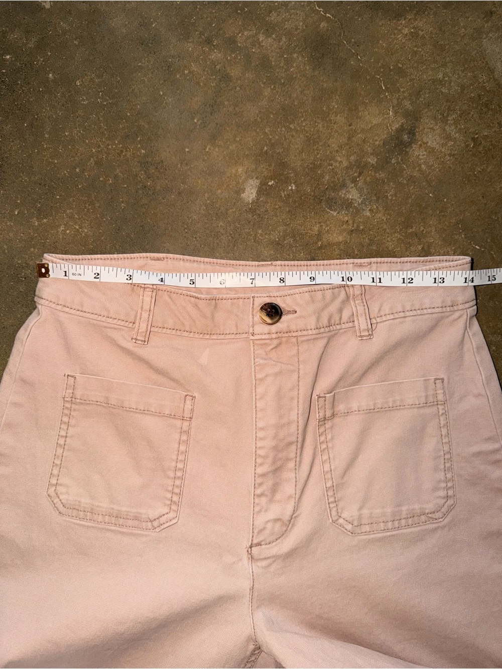 Old Navy High Rise Wide Leg Pants 4 Tall Khaki Patch Pocket Cotton Fall Photos - Picture 6 of 11